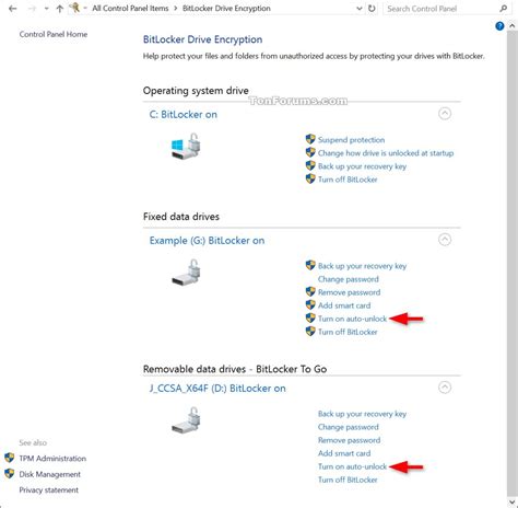 BitLocker windows 10 auto unlock